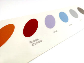 Nuancier de couleur réalisé et imprimé en sérigraphie  pour fabrication PLV